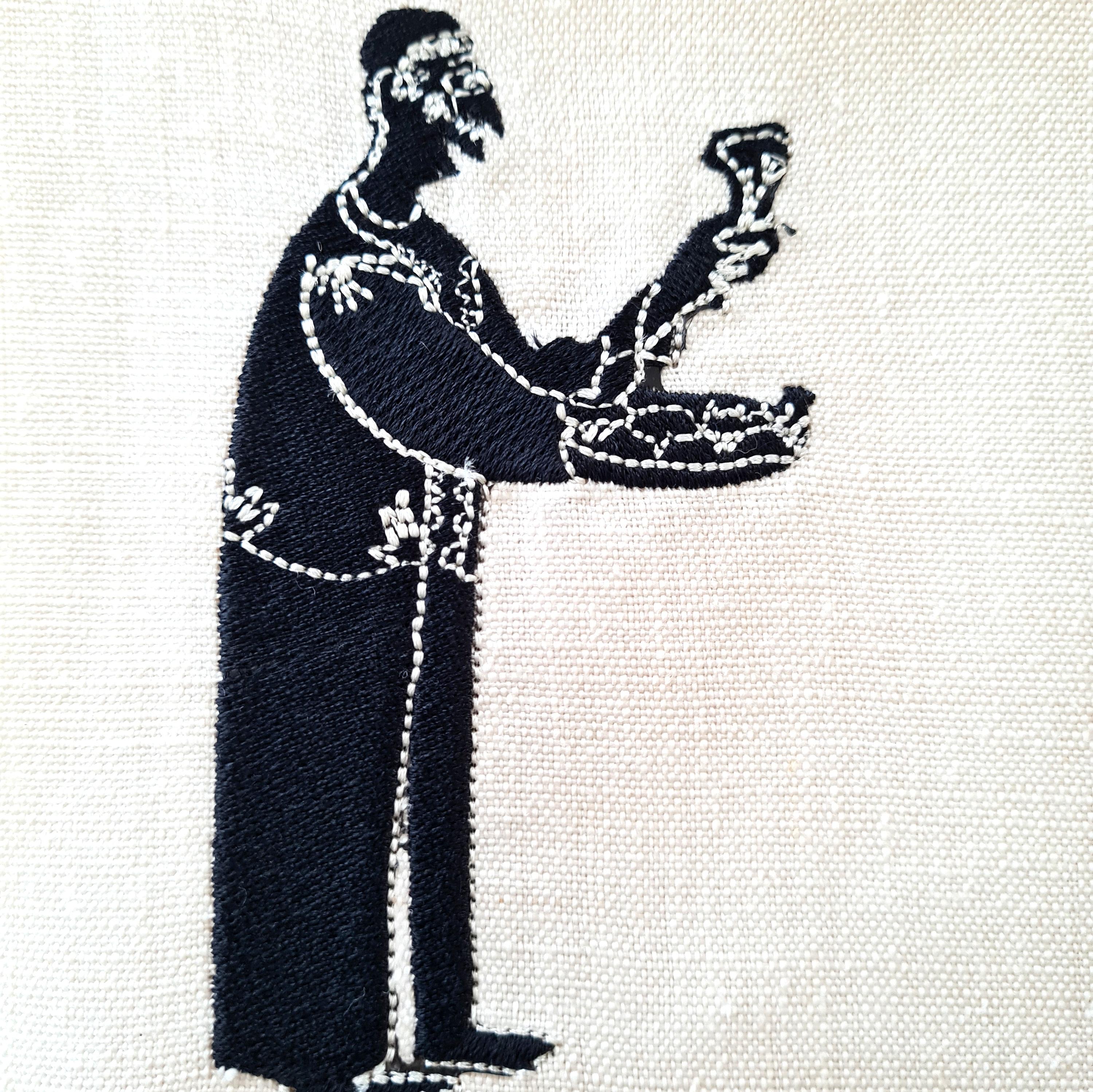 Serviette de table en lin brodée à la main 