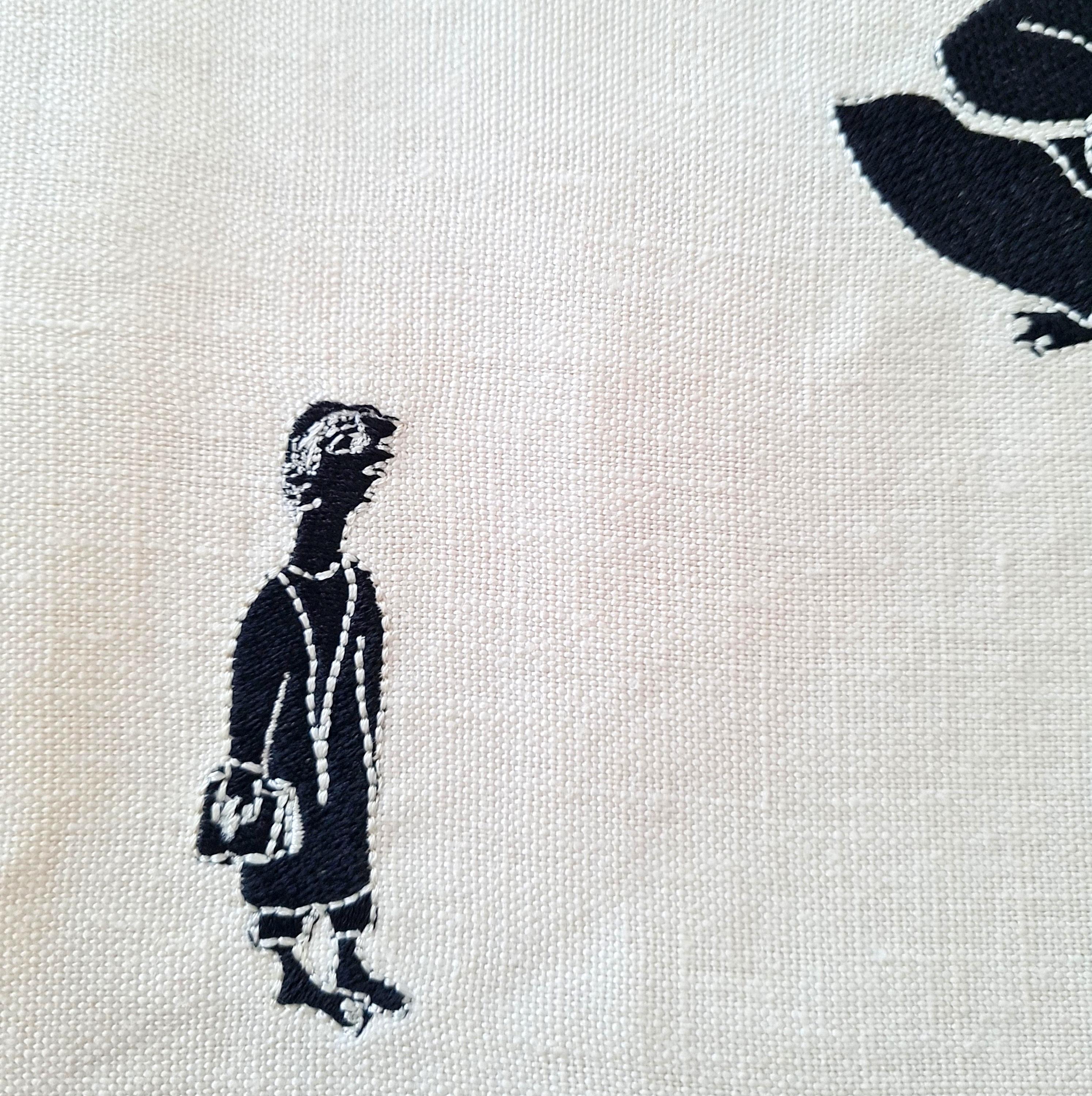 Serviette de table en lin brodée à la main 