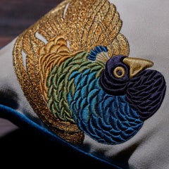 Hand embroidered peacock cushion by Beaumont & Fletcher