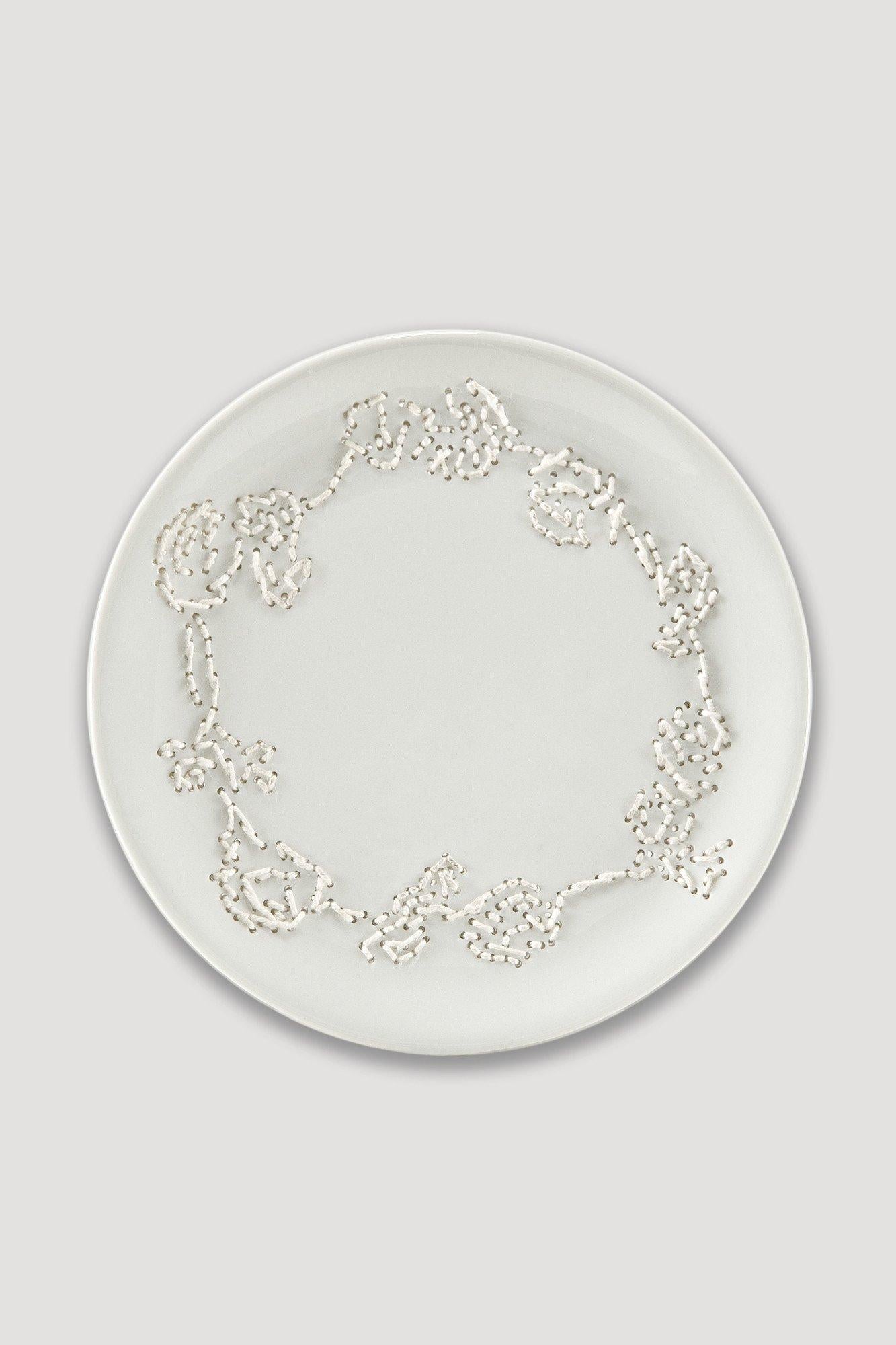 Post-Modern Hand Embroidered Plate from Delft Blue Project by Hella Jongerius For Sale