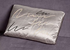 Hand Embroidered Raffia and Silk Pillow by Miguel Cisterna, France, 2013