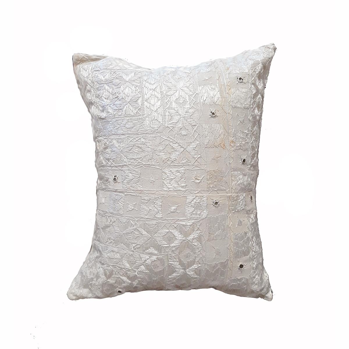 Anglo-Indian Hand-embroidered Silk Pillow from India