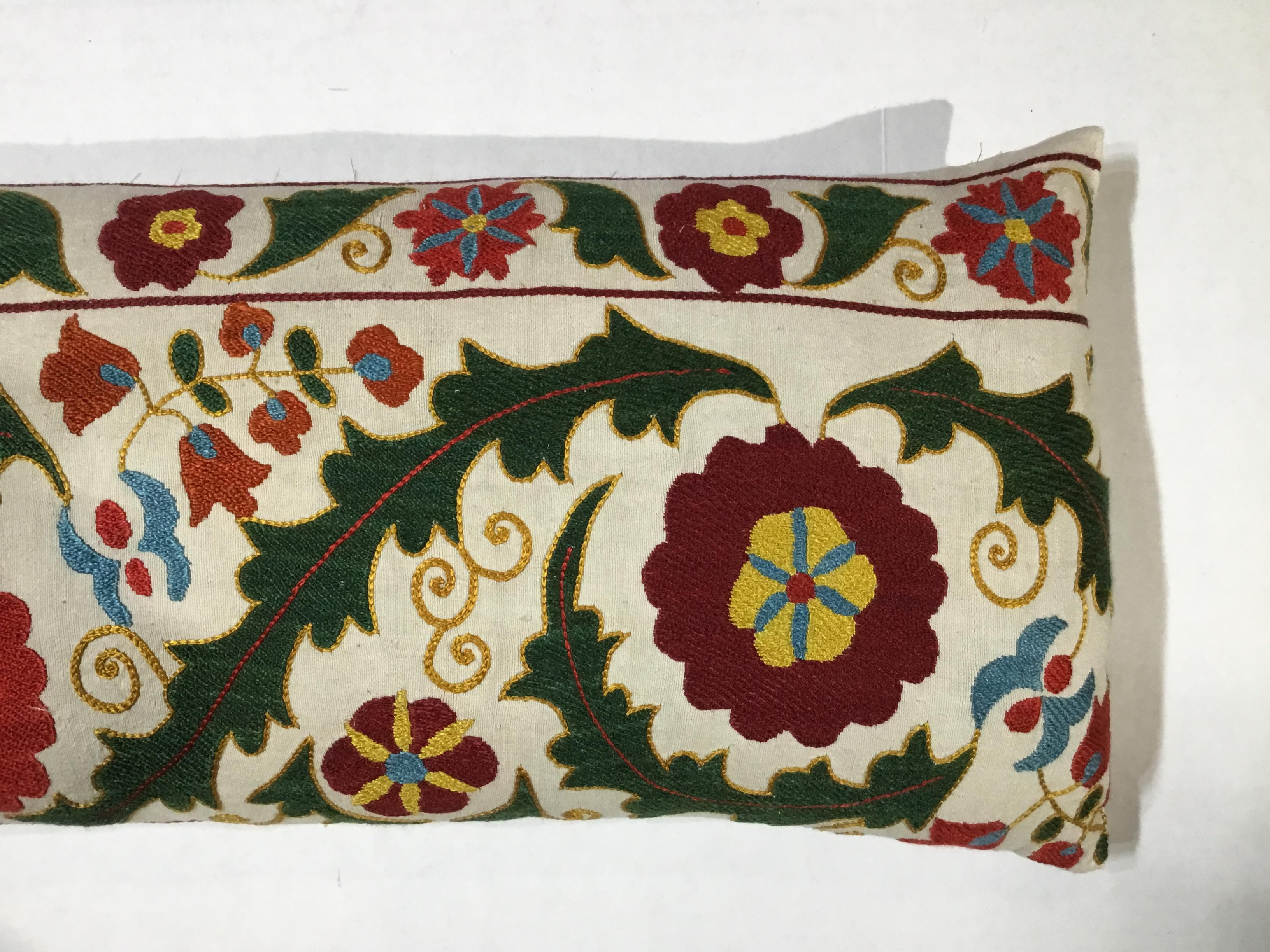 Uzbek Hand Embroidered Silk Suzani Pillow