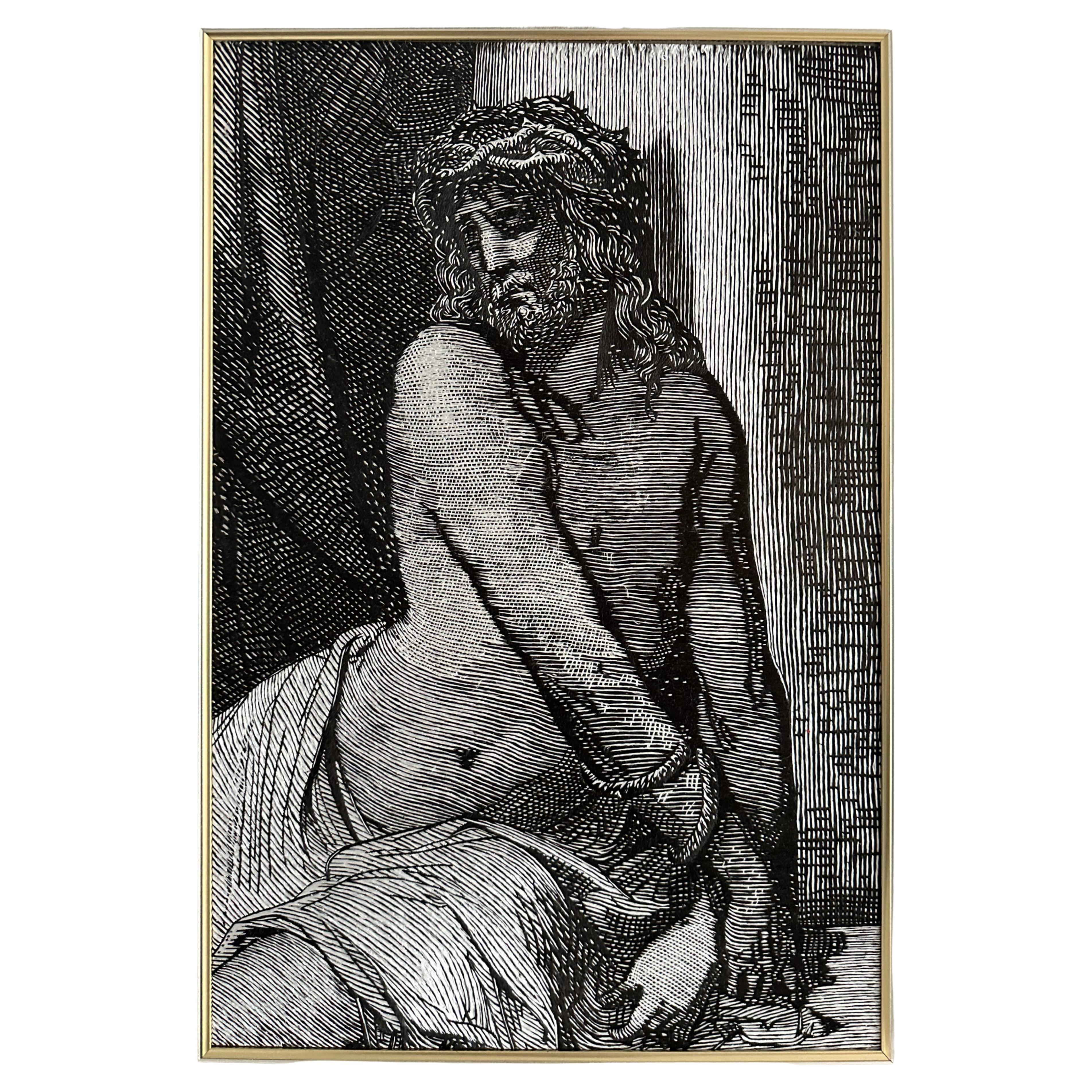 Wall Decoration Handmade Silk Embroidered Tapestry, Jesus