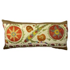 Hand-Embroidered Suzani Lumbar Pillow - Vibrant Floral Design (Unique & Artisan)