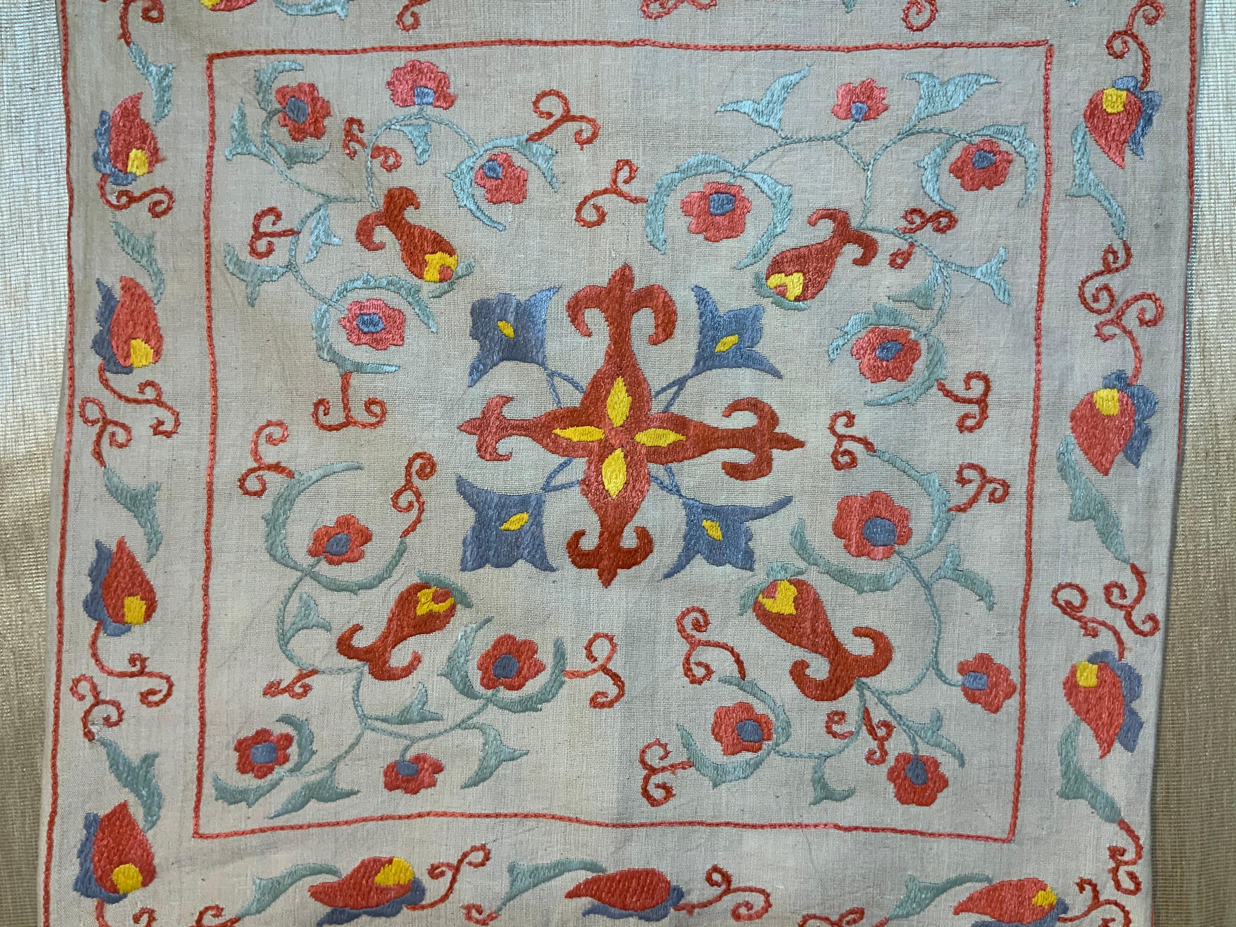 Uzbek Hand Embroidered Suzani Pillow For Sale