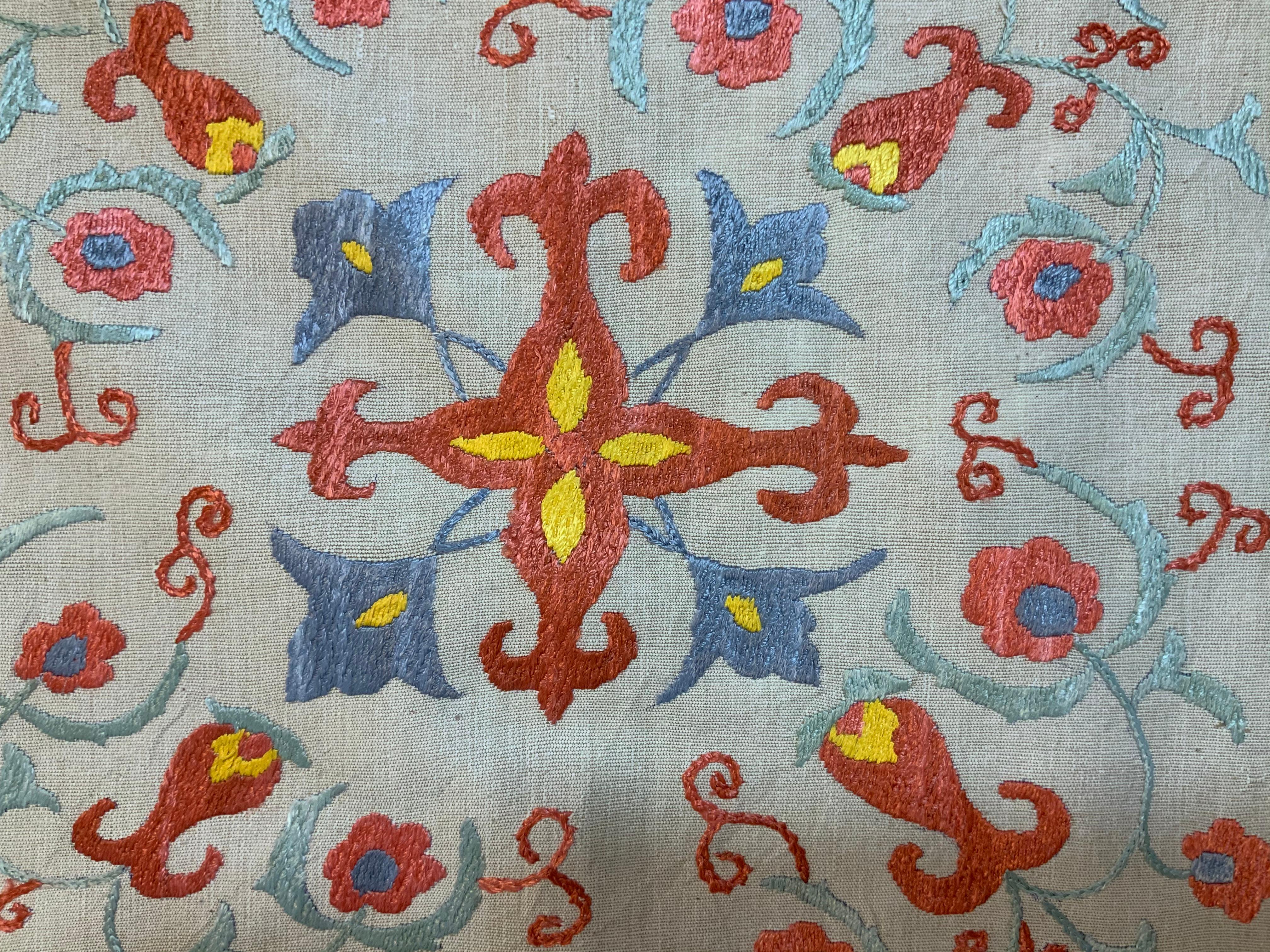 Hand Embroidered Suzani Pillow In Good Condition For Sale In Delray Beach, FL