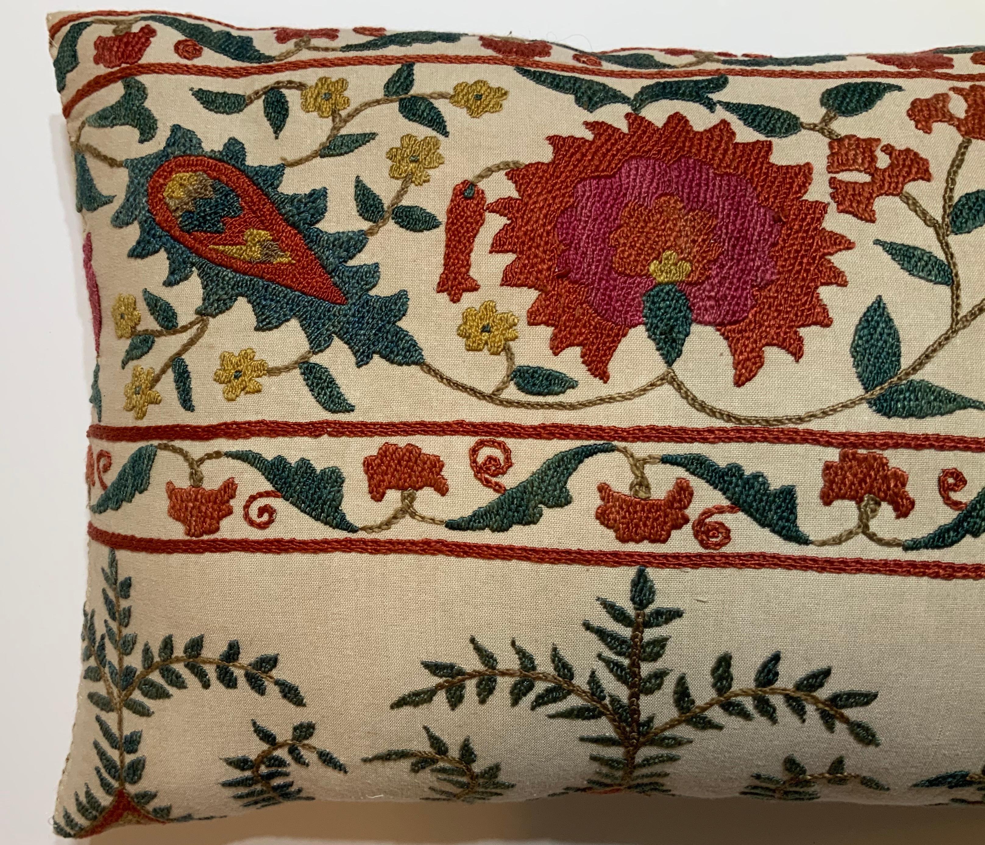 Hand Embroidered Suzani Pillow In Good Condition In Delray Beach, FL