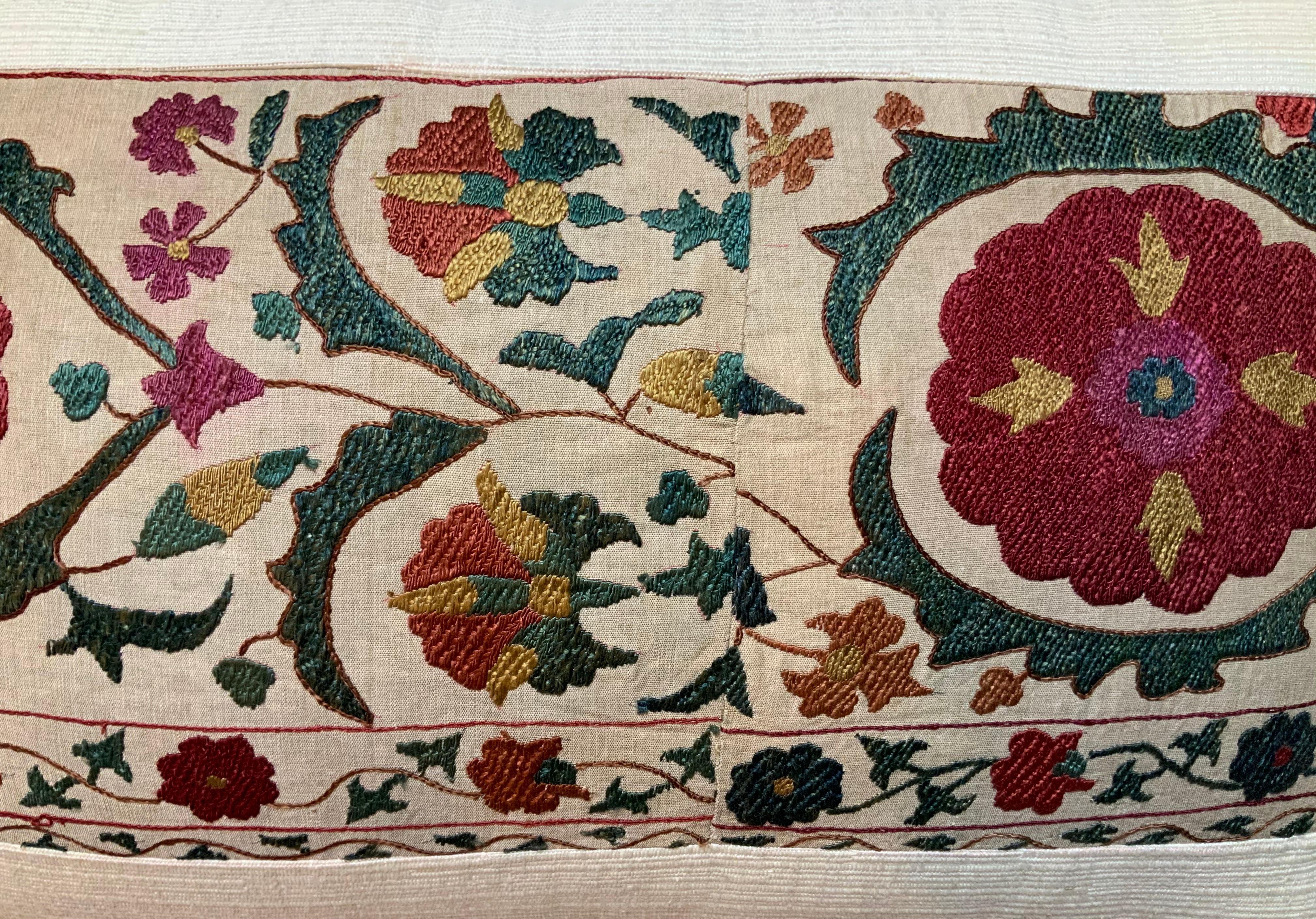 Uzbek Hand Embroidered Suzani Pillow For Sale