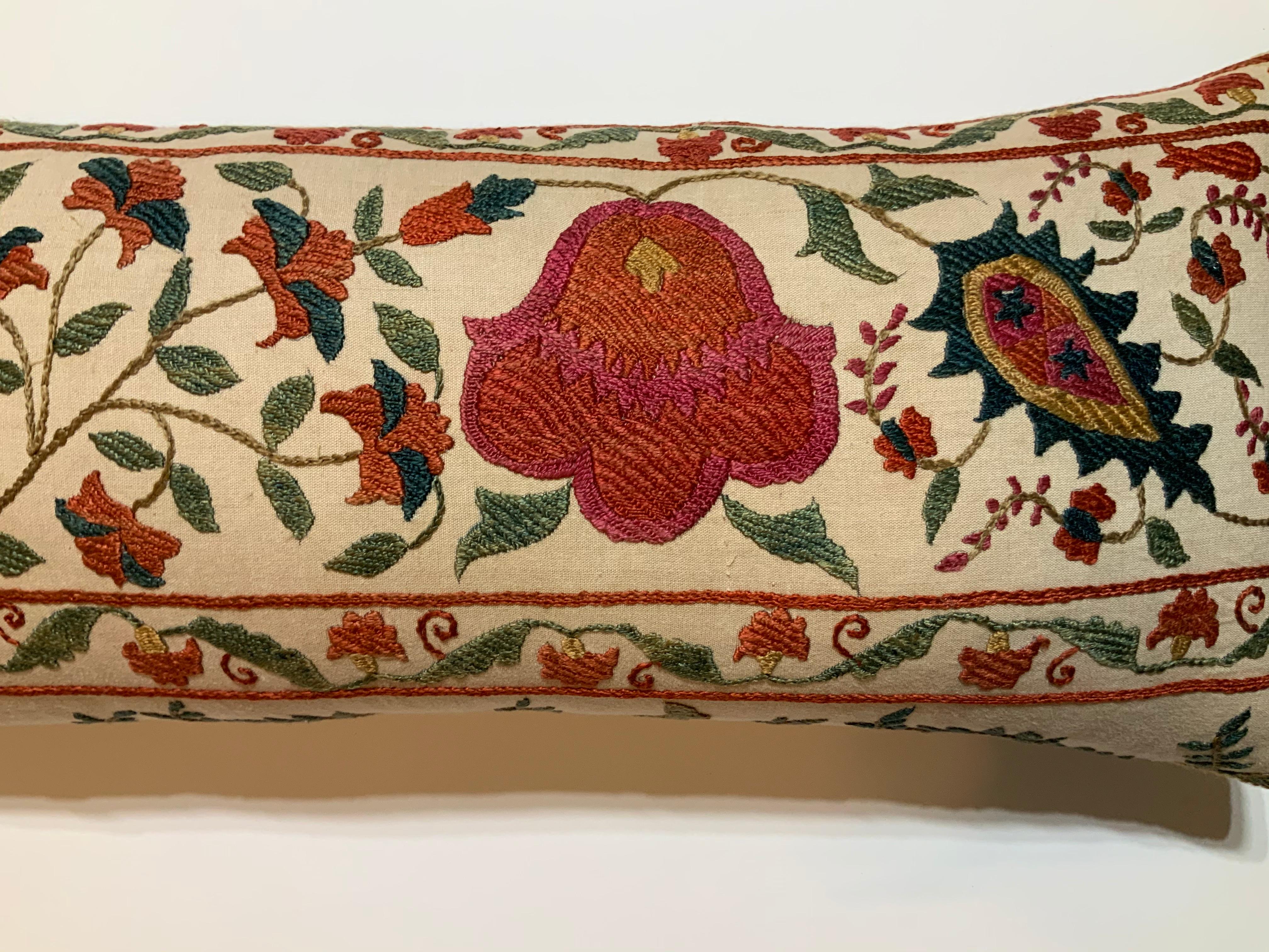Hand Embroidered Suzani Pillow In Good Condition In Delray Beach, FL