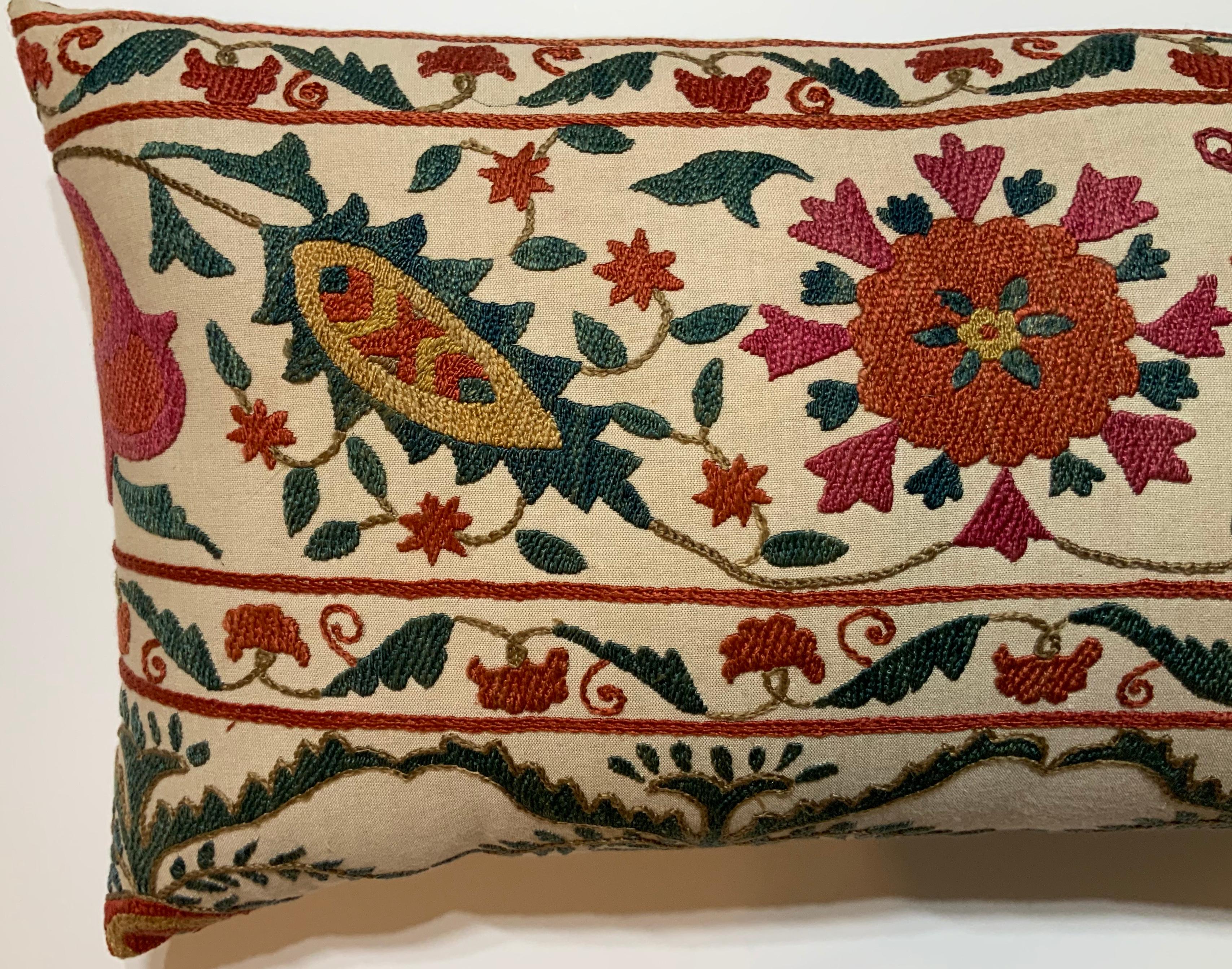 20th Century Hand Embroidered Suzani Pillow