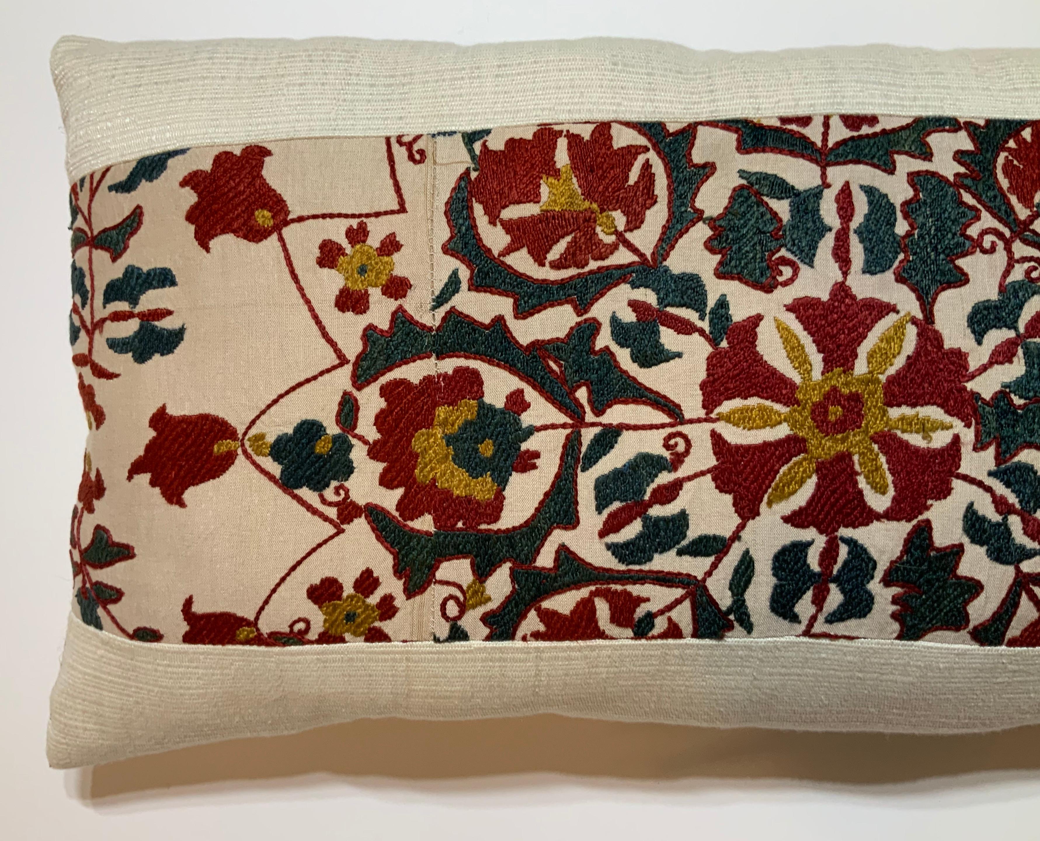 20th Century Hand Embroidered Suzani Pillow For Sale