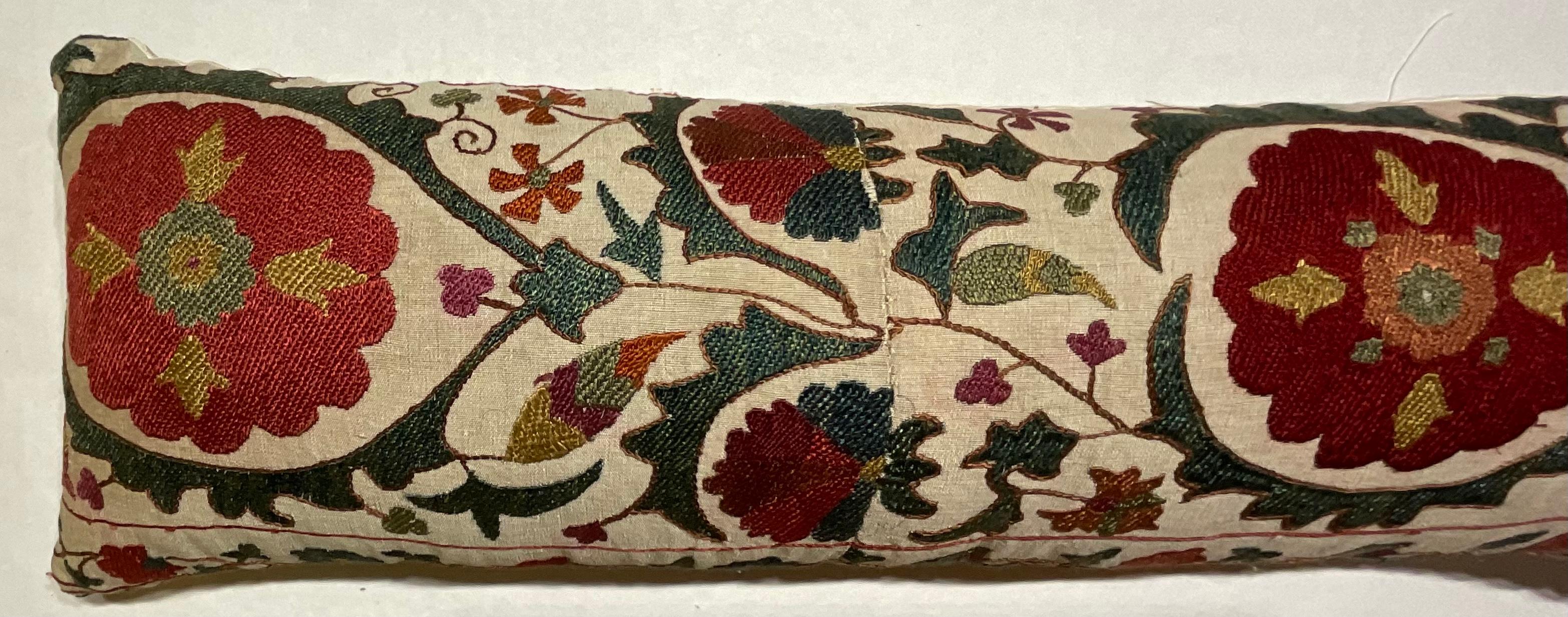 20th Century Hand Embroidered Suzani Pillow For Sale