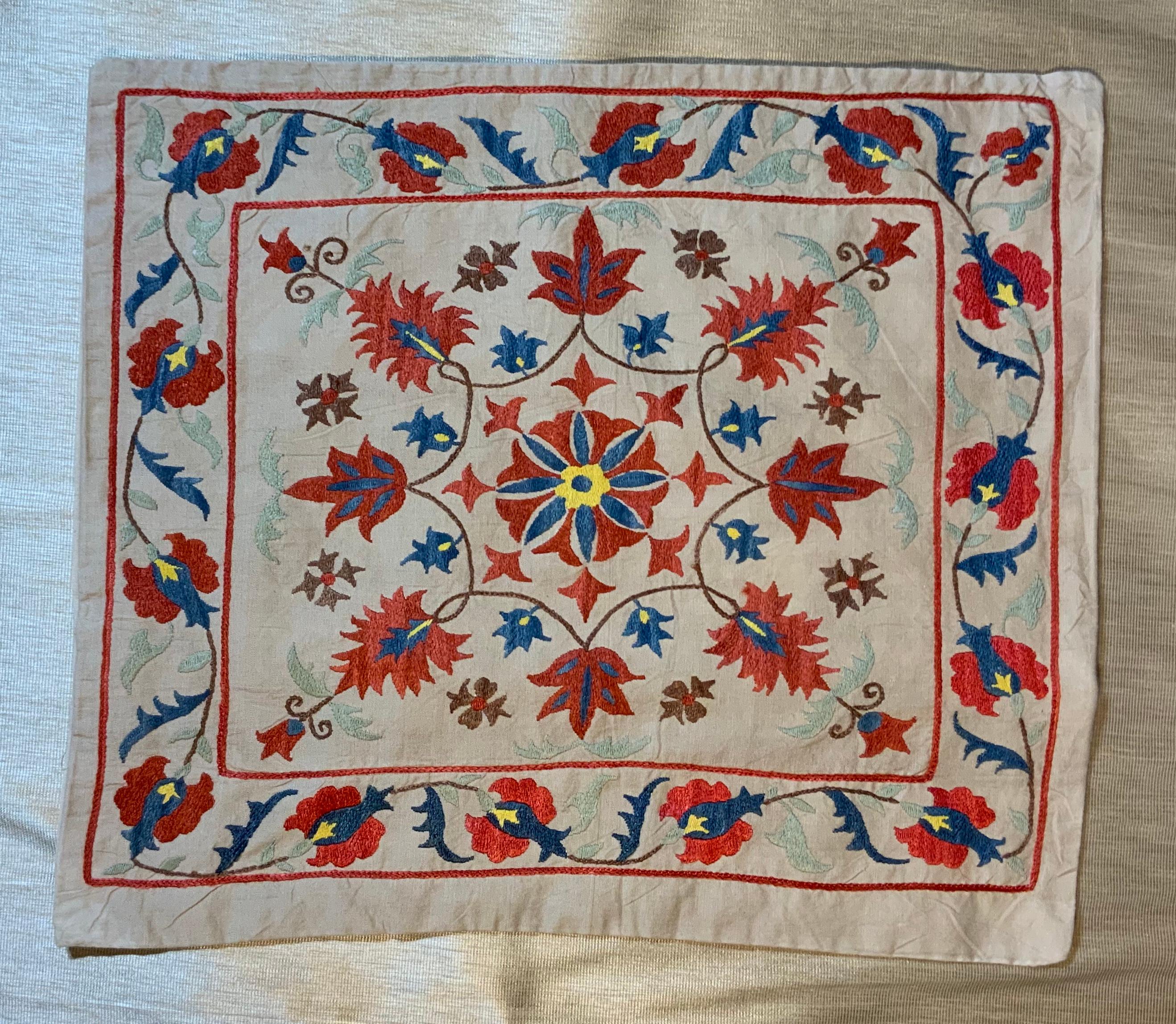 Silk Hand Embroidered Suzani Pillow
