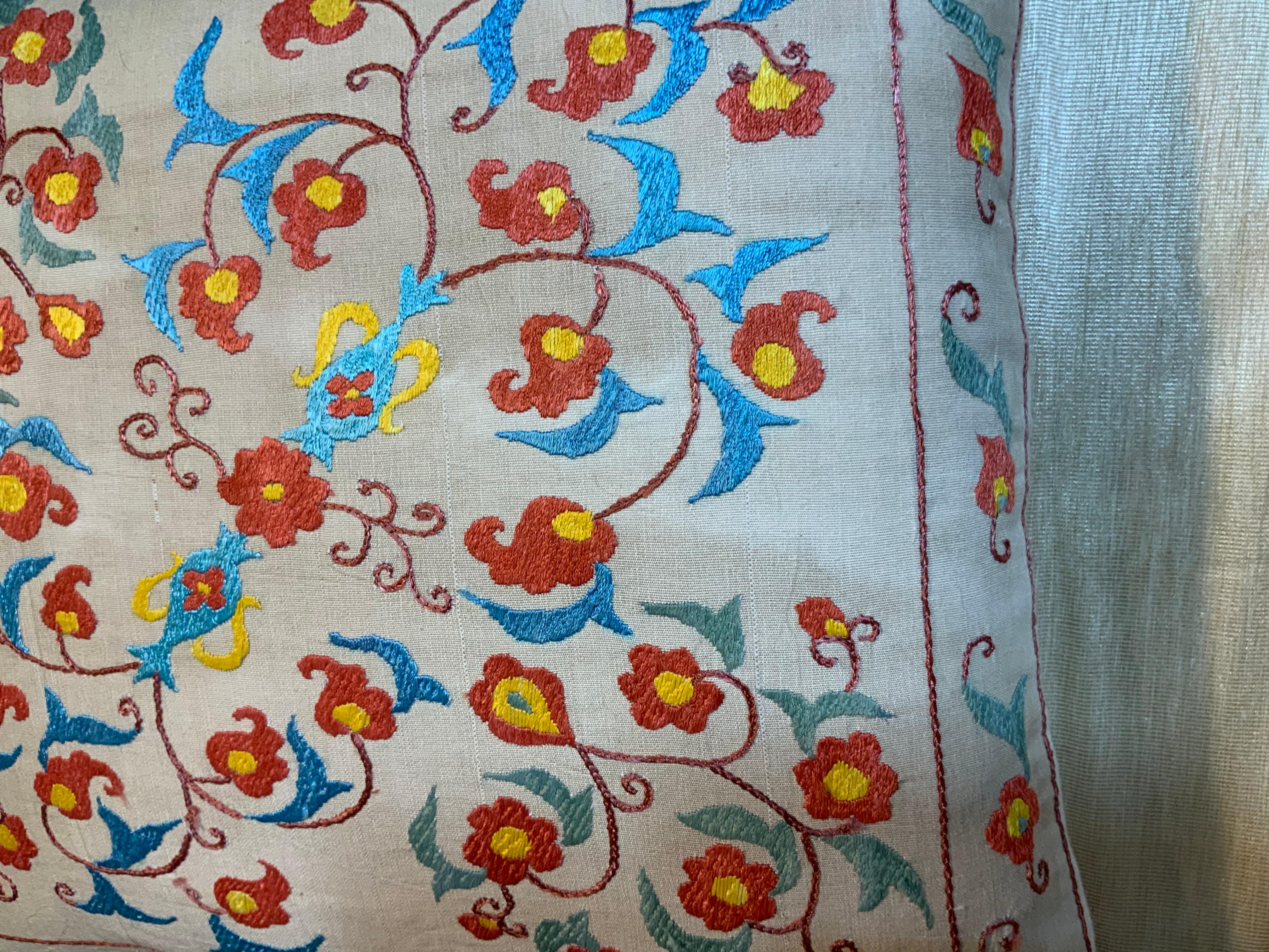 Cotton Hand Embroidered Suzani Pillow
