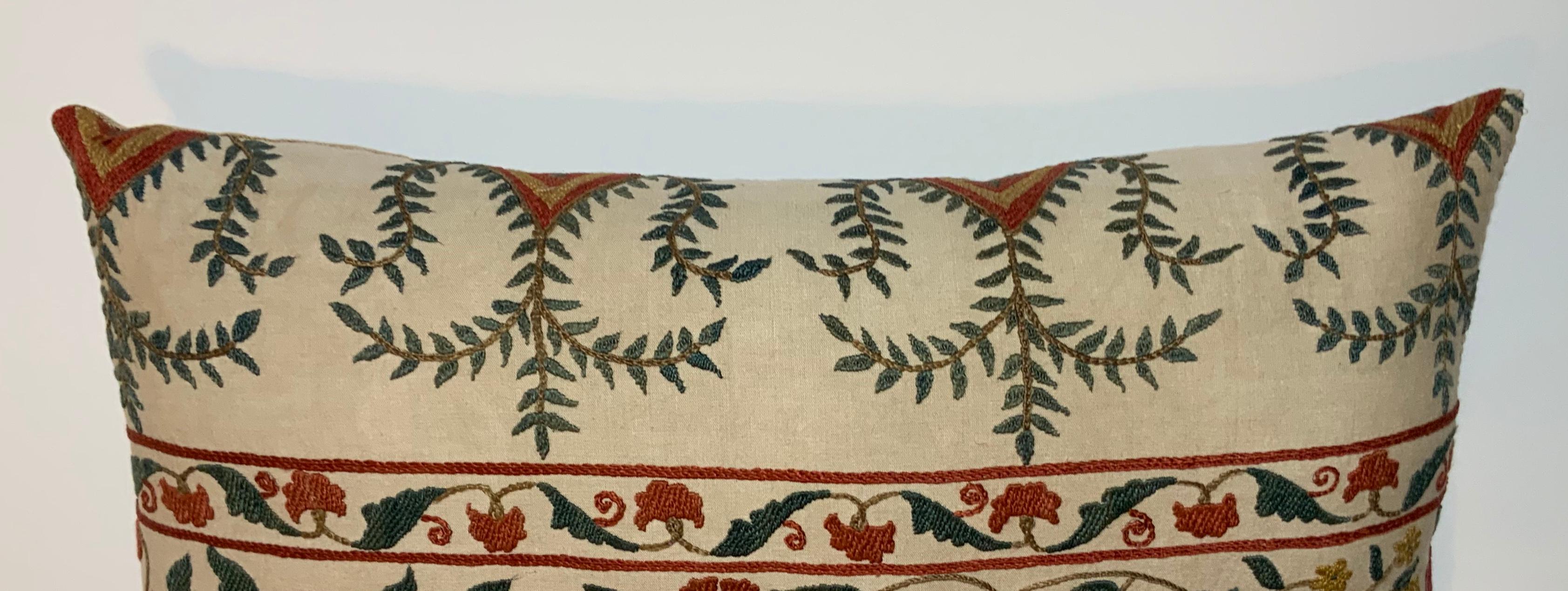 Linen Hand Embroidered Suzani Pillow