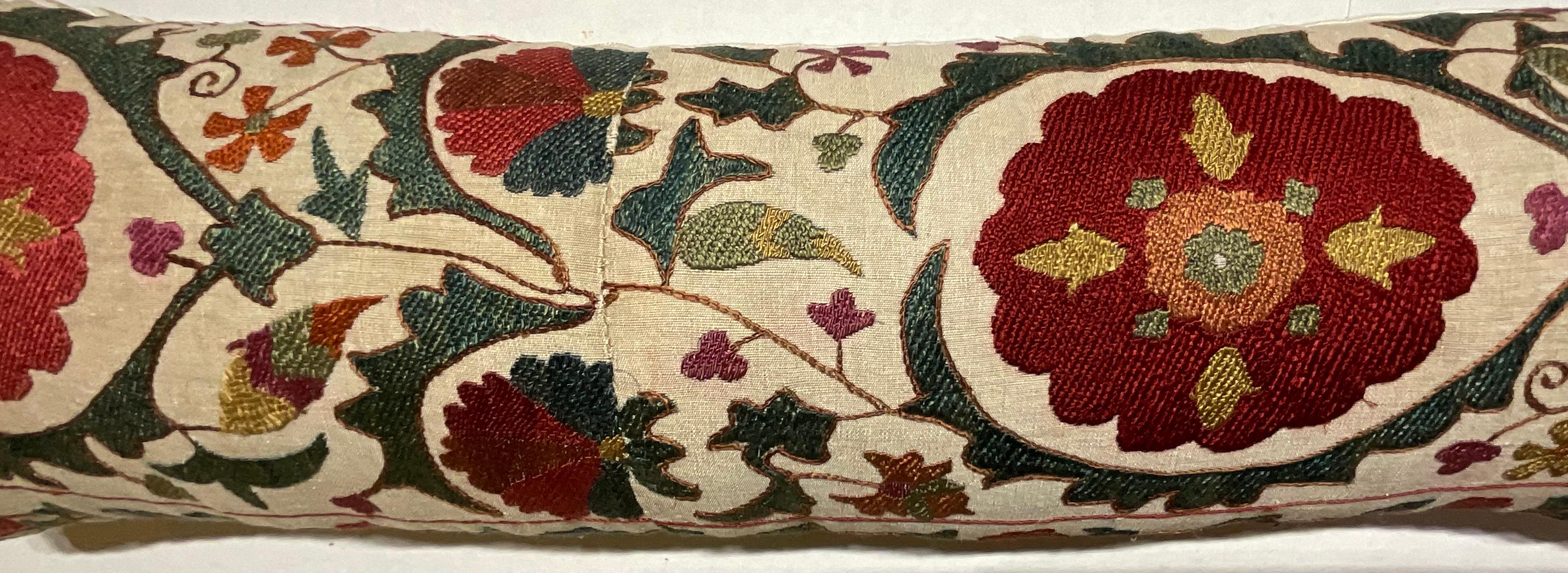 Cotton Hand Embroidered Suzani Pillow For Sale