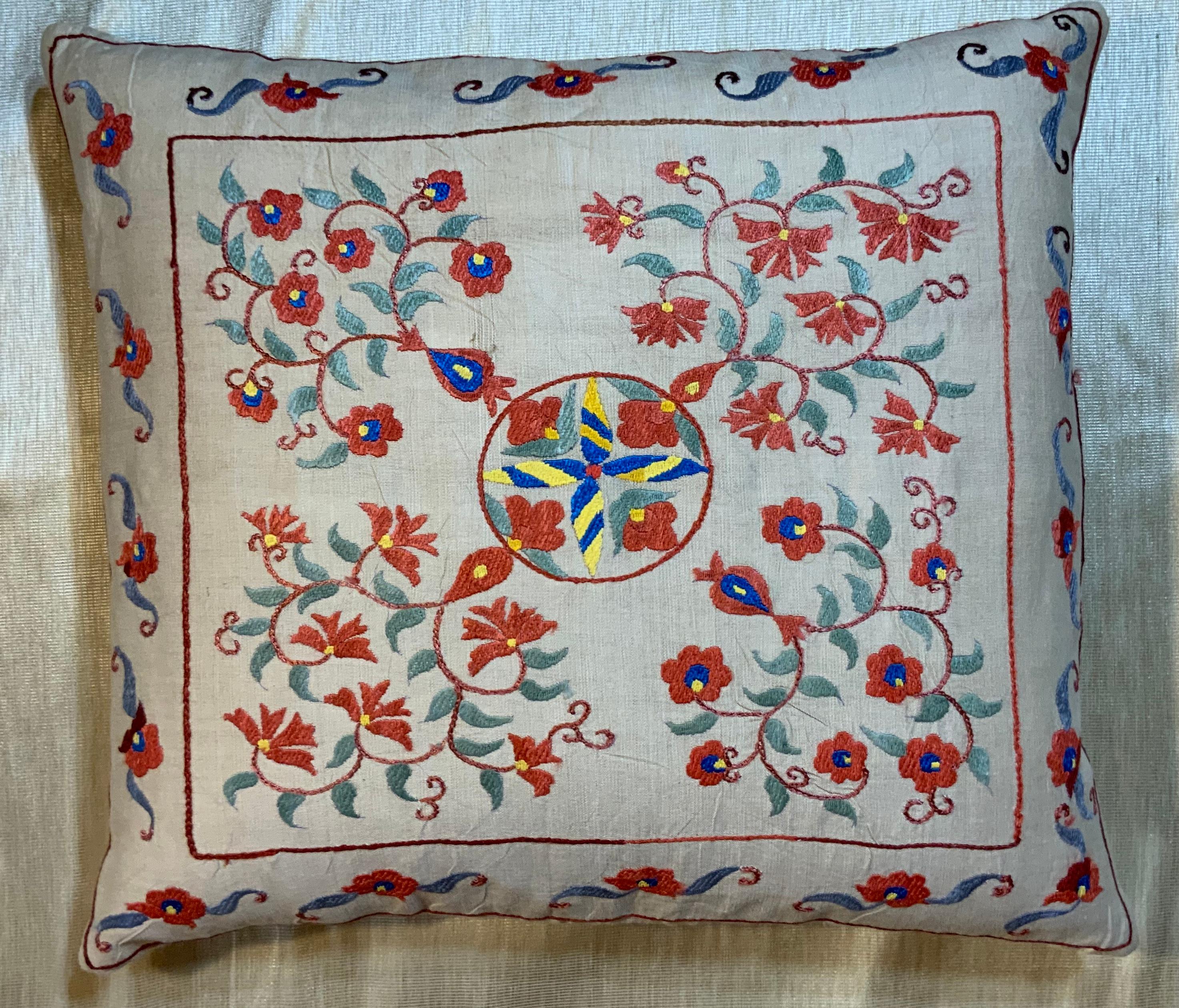 Hand Embroidered Suzani Pillow For Sale 1