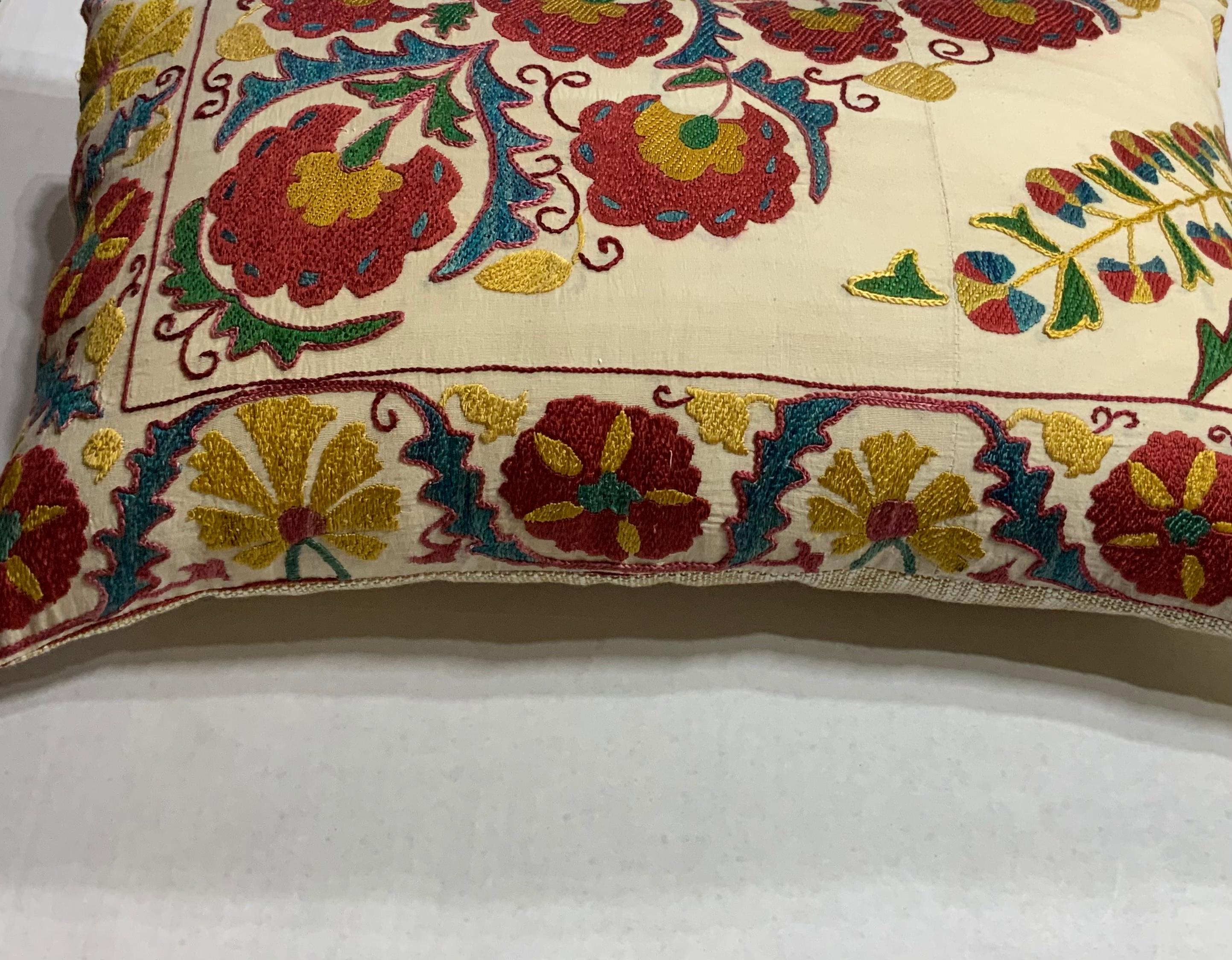 Hand Embroidered Suzani Pillow For Sale 1