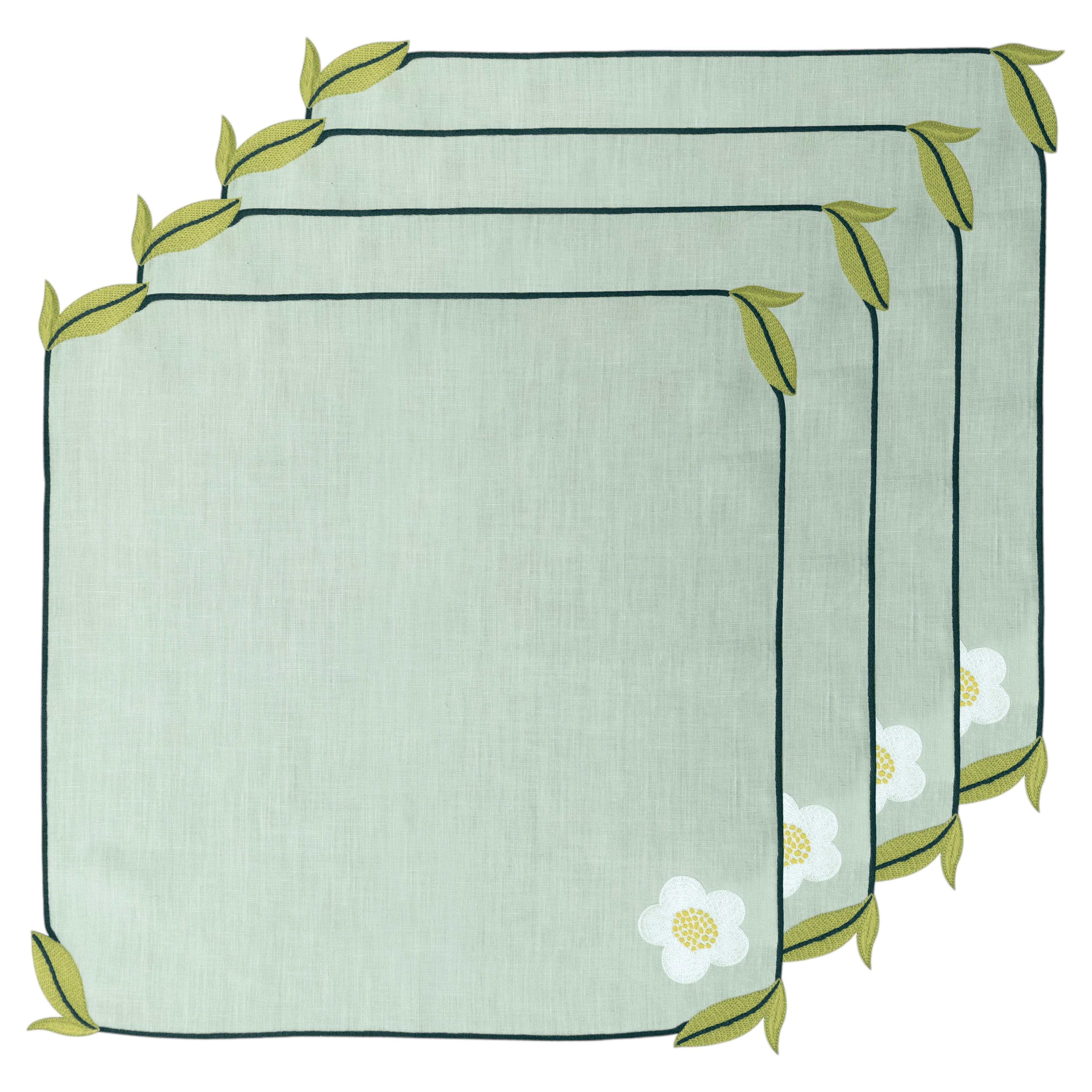 Hand Embroidered Trellis Napkins 18" x 18" (Set of 4)