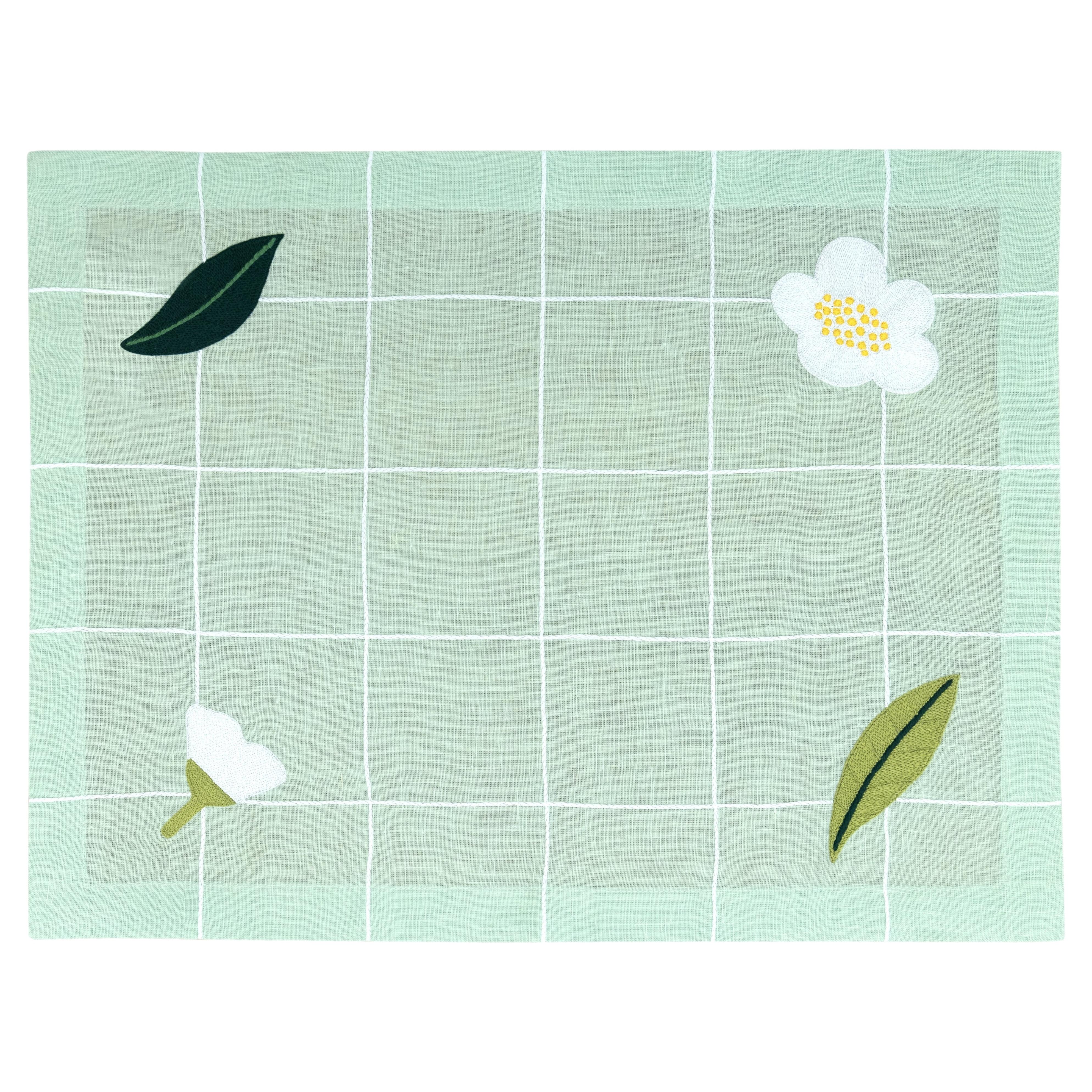 Hand Embroidered Trellis Placemats 14" × 18" (Set of 4)