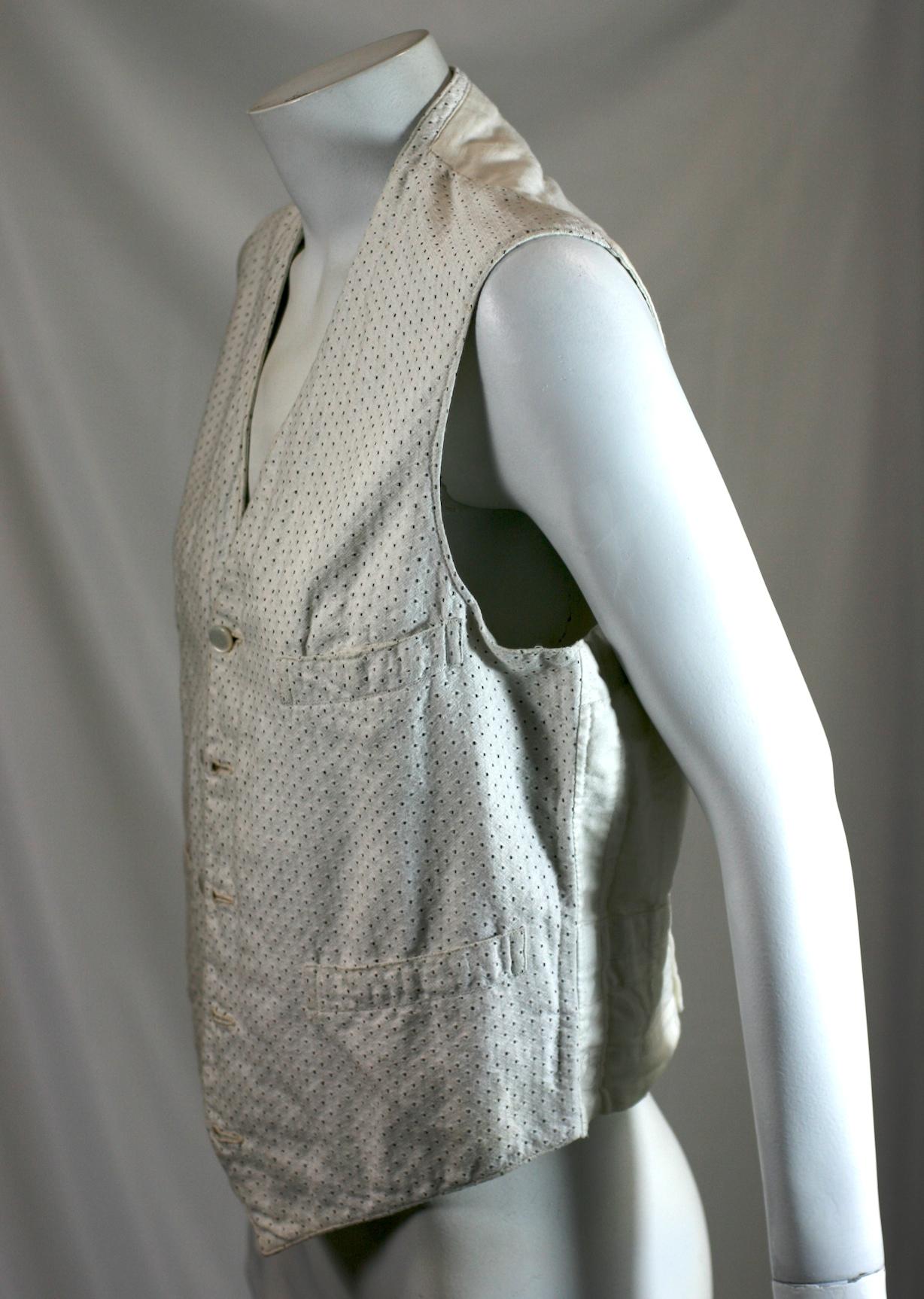 Gray Hand Embroidered Victorian Vest, Keith Haring. Studio VL For Sale
