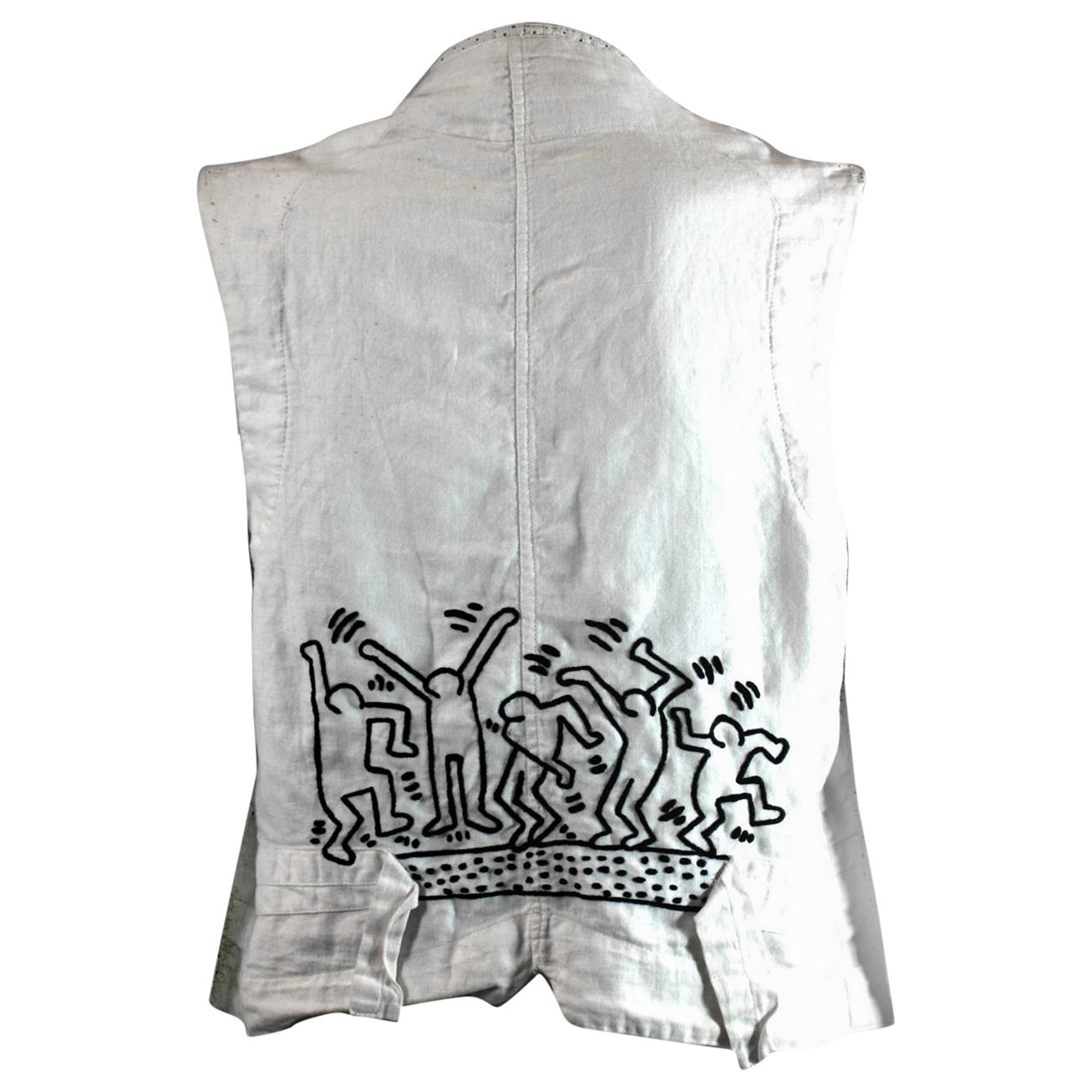 Hand Embroidered Victorian Vest, Keith Haring. Studio VL For Sale