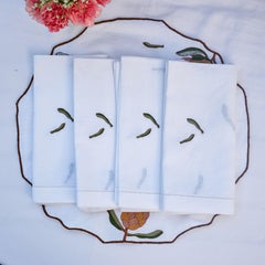 Hand Embroidered Vintage Floral Napkins (Set of 4)