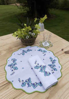Handgestickte Vintage Floral Tischsets (4er Set)