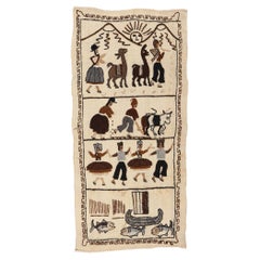 Hand-Embroidered Vintage Peruvian Tapestry