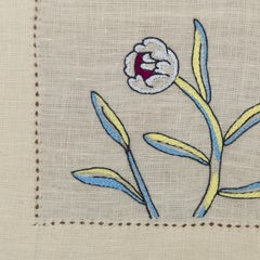 Handbestickte Tischsets mit Aquarellblumenmotiv, 14" × 18" (4er-Set)