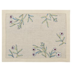 Tovagliette ricamate a mano con motivi floreali in acquerello, 14" × 18" (set da 4)