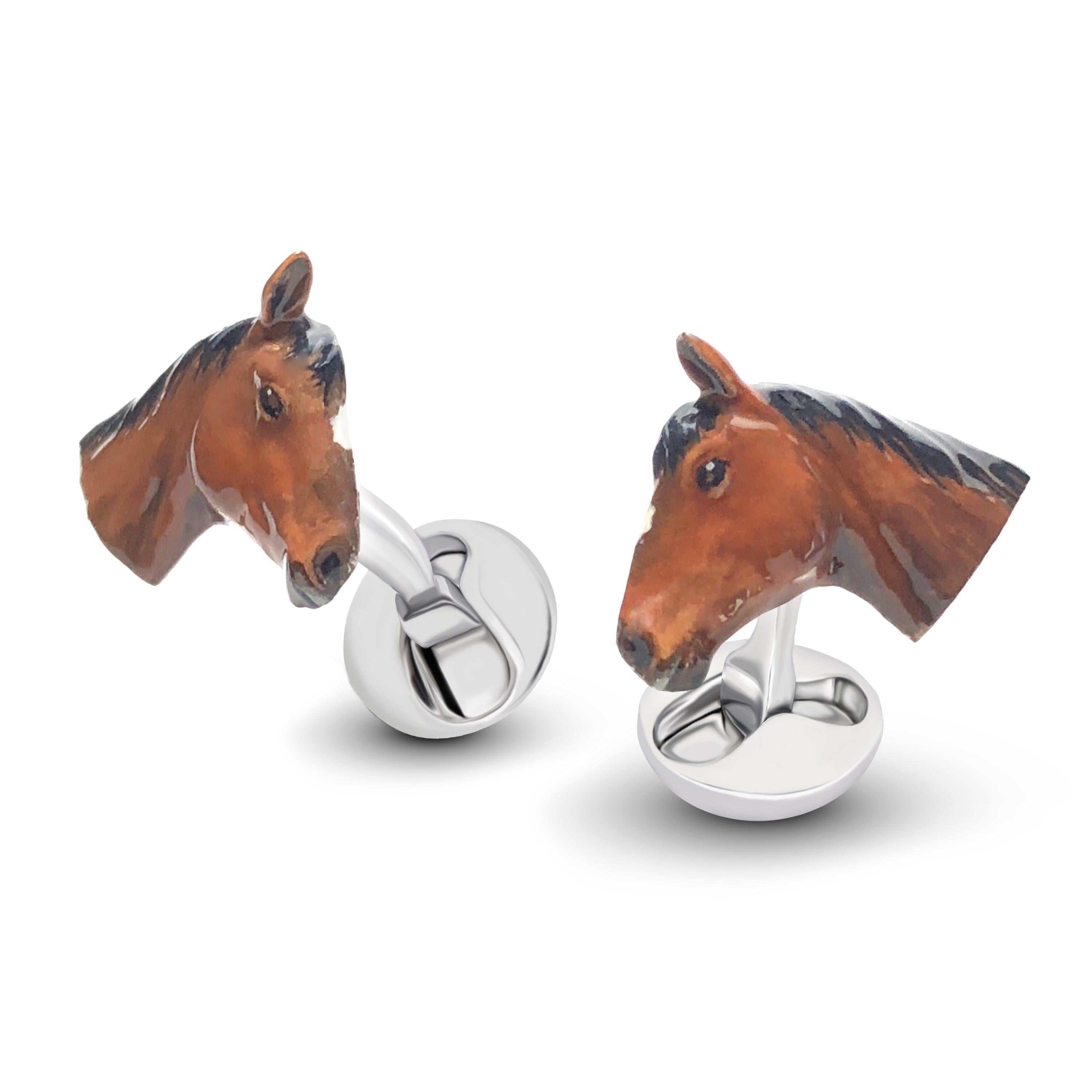 A pair of show-quality horses to adorn your cuffs on a special evening, these hand-painted pieces boast mesmerizing attention to detail achieved after hours of meticulous artisanship workmanship. Cheer on your favorite racehorse with custom
