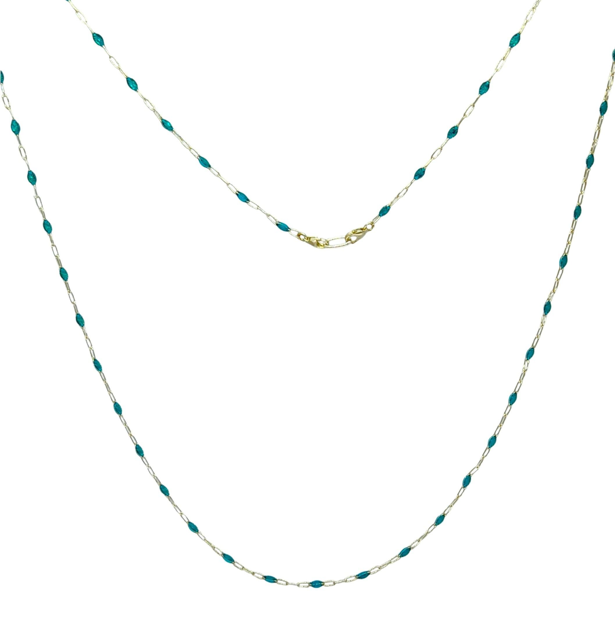 Contemporary Hand Enameled Marquise Station Sterling Silver Chains for Everyday For Sale