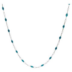 Hand Enameled Marquise Station Sterling Silver Chains for Everyday