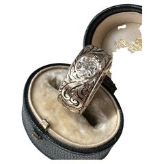 Handgravierter Zigarrenring aus 14 Karat Gold mit Diamanten - 1,11 Karat VS2 K
