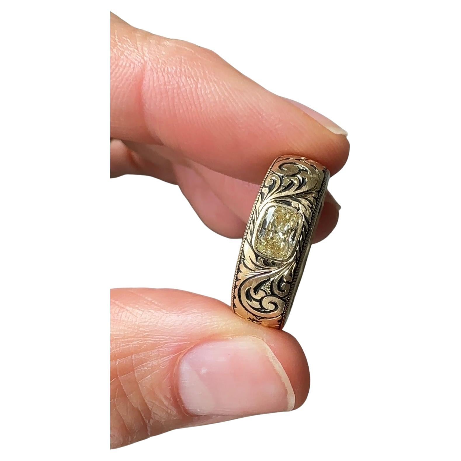 Hand Engraved 14K Gold Diamond Cigar Band - .44 Carat VVS2