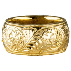 Hand Engraved 18 Karat Gold Ring