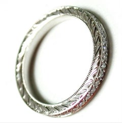 Hand engraved diamond eternity ring platinum RARE scrolls size 6.5