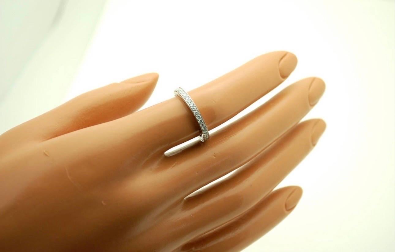 Brilliant Cut Hand engraved diamond eternity ring platinum RARE scrolls size 6.5 For Sale