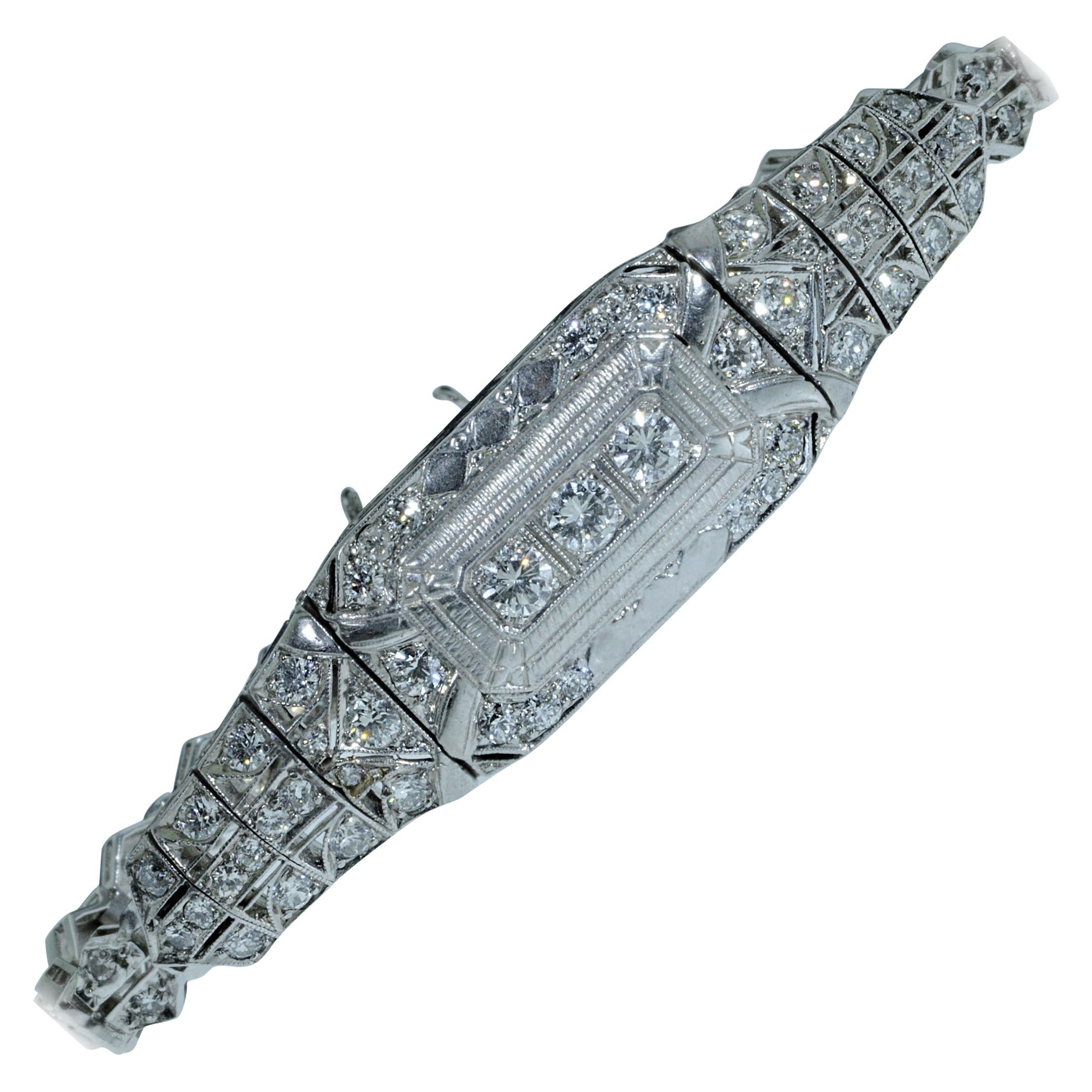 Hand Engraved Filigree Bracelet Set with 2 Carat Total Weight in Diamonds For Sale