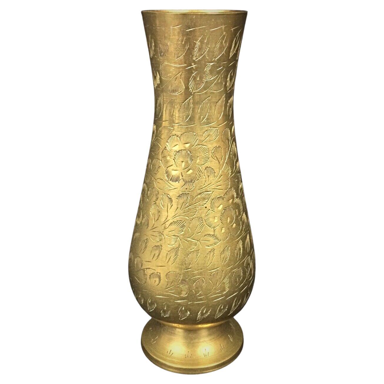 Vase doré gravé à la main "India" - Décoration vintage élégante - 2Y85