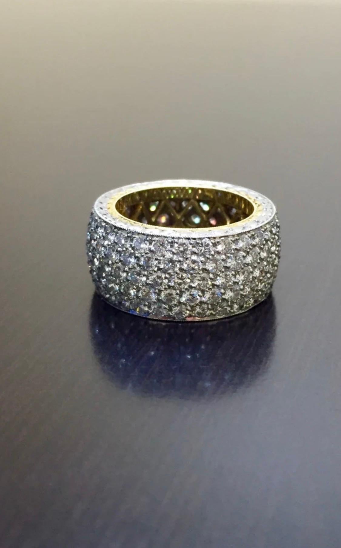 DeKara Design Collection 

Metal- 90% Platinum, 10% Iridium, 18K Yellow Gold, .750, 20.5 Grams.

Stones- 145 Round Diamonds F-G Color VS1 Clarity, 4.86 Carats.

Feel like an aristocrat!
A one of a kind elegant and artistically crafted 90% Platinum