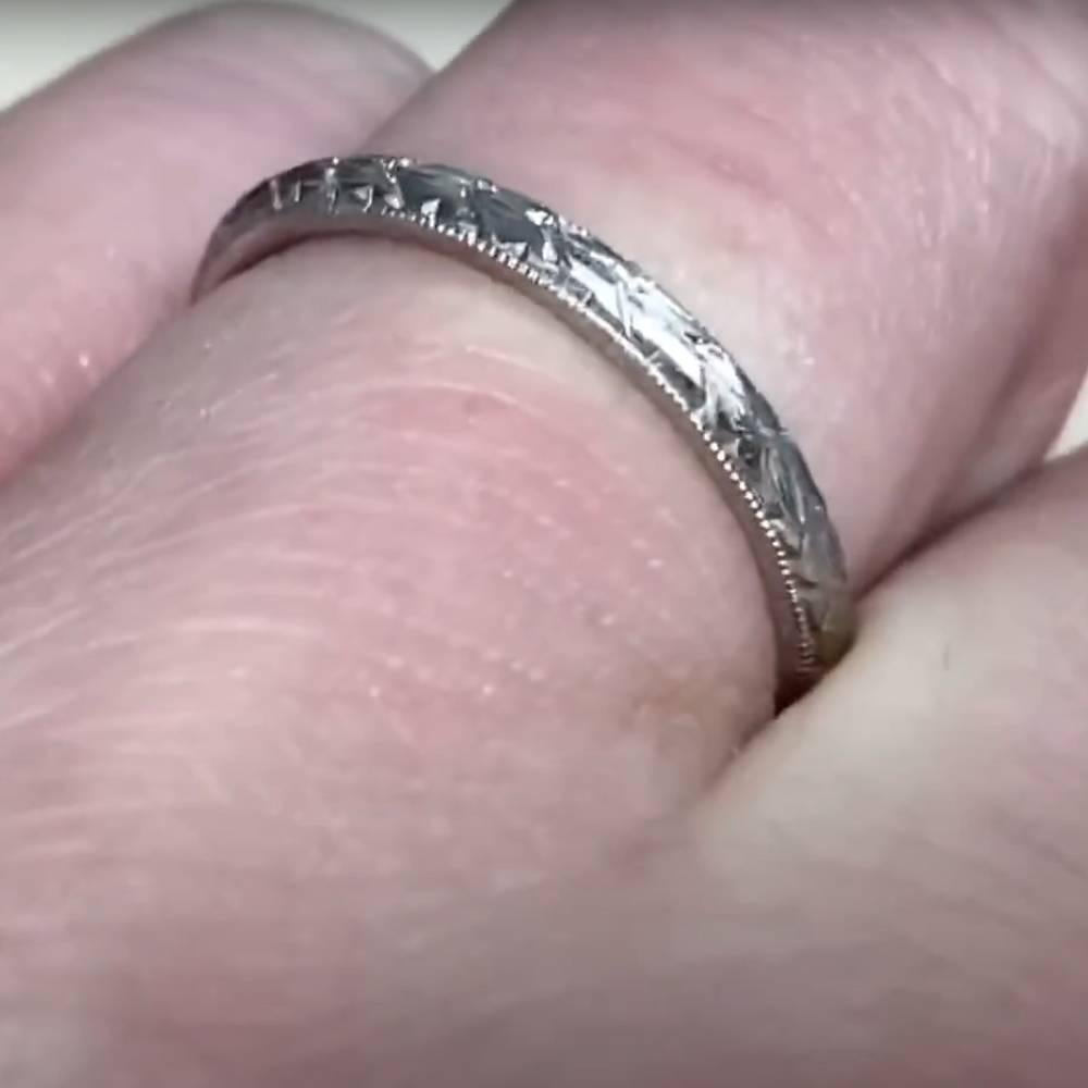 Hand-Engraved Wedding Band, Platinum In Excellent Condition For Sale In New York, NY