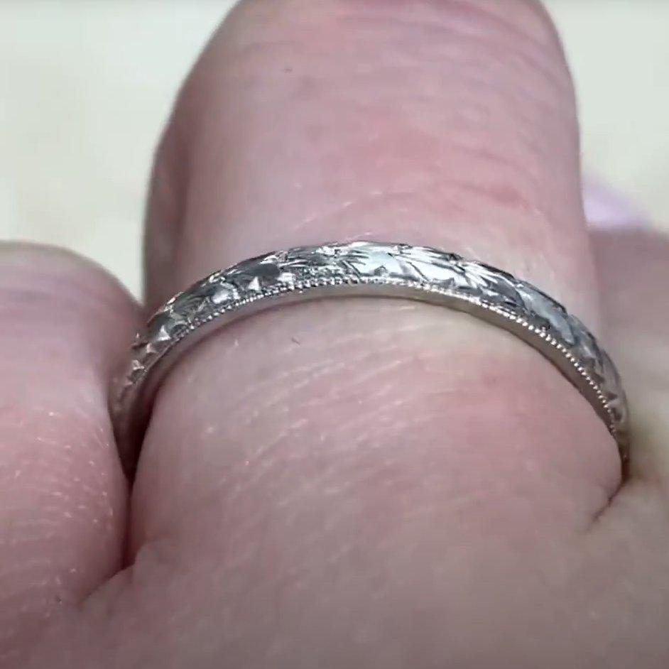 Handgravierter Ehering, Platin im Zustand „Hervorragend“ im Angebot in New York, NY