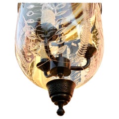 Hand Etched and Cut Glass Hall Lantern