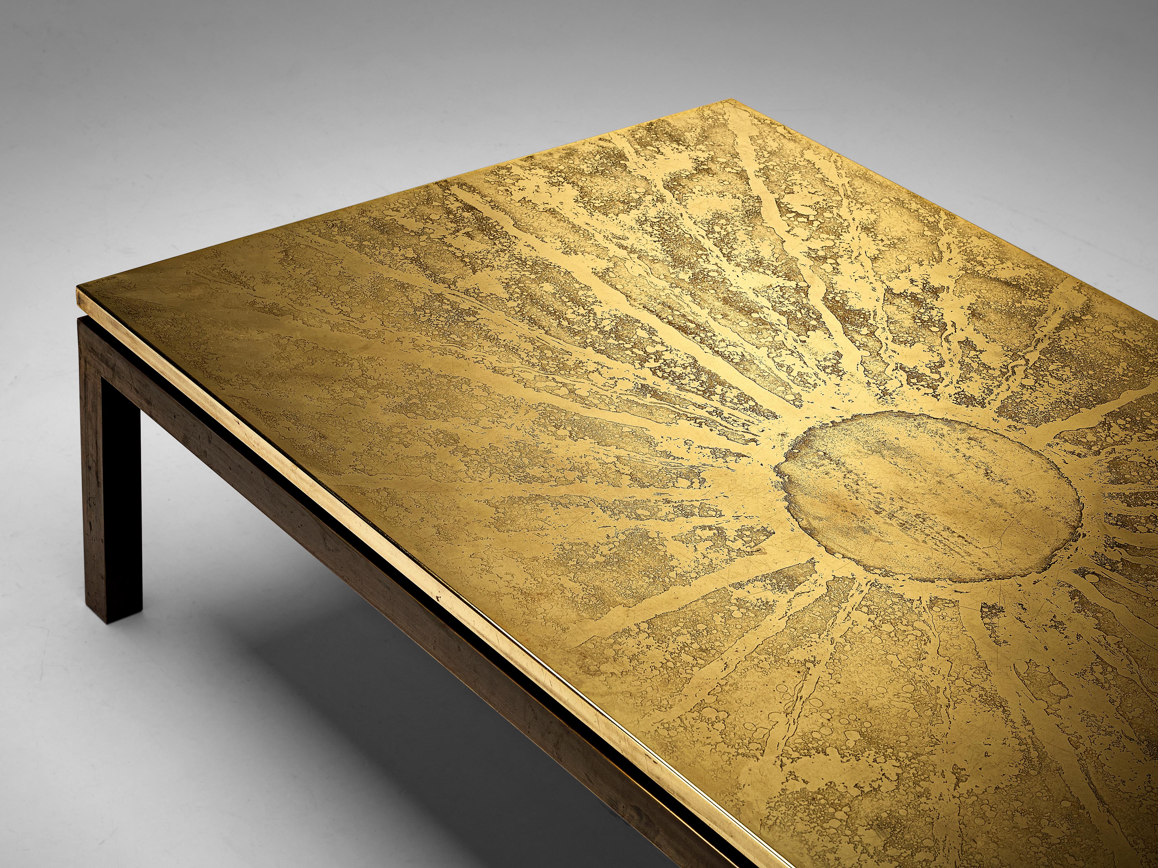 Hand-Etched Belgian Coffee Table in Brass In Good Condition In Waalwijk, NL