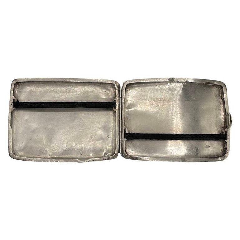 American Hand Etched Edwardian Sterling Silver Cigarette Case Wallet For Sale