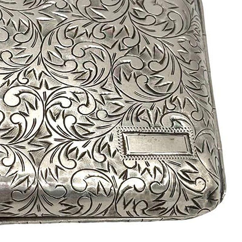Hand Etched Edwardian Sterling Silver Cigarette Case Wallet For Sale 1