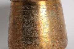 Hand Etched Egyptian Brass Vessel Jardiniere, 19th Century